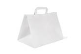Paper carrier bags white, 32+17x27cm 250 pieces with flat handle
